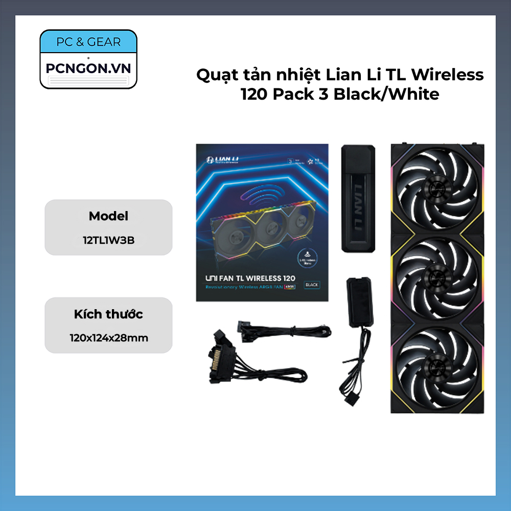 Quạt Tản Nhiệt Lian Li Tl Wireless 120 Pack 3 Black, White