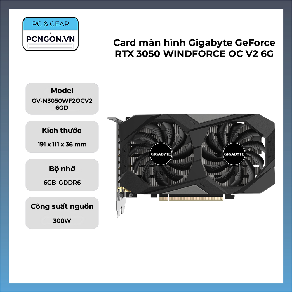 Card Màn Hình Gigabyte Geforce Rtx 3050 Windforce Oc V2 6g