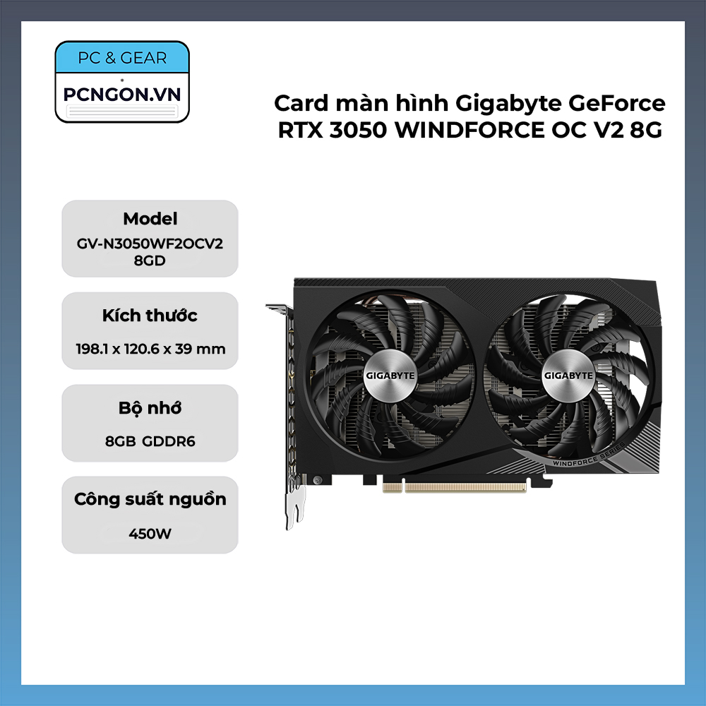 Card Màn Hình Gigabyte Geforce Rtx 3050 Windforce Oc V2 8g