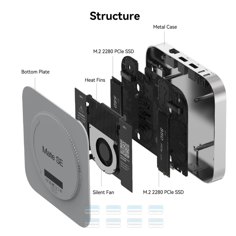 Dock Beelink Mate Se 80gbps (silver, Gray) 8