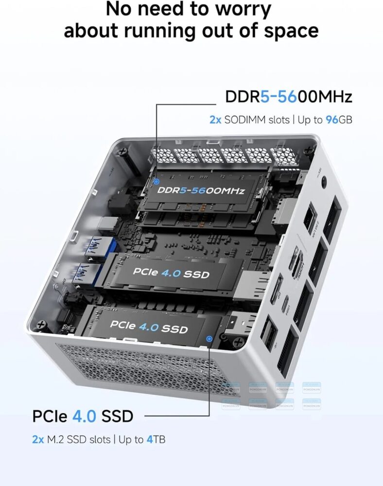 Máy Tính Mini Pc Minisforum Um880 Plus Amd Ryzen 7 8845hs (16g, 1tb) 6