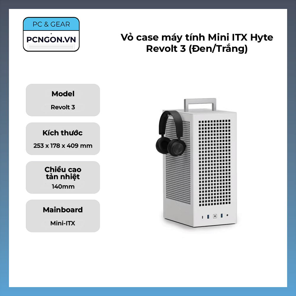 Vỏ Case Máy Tính Mini Itx Hyte Revolt 3 (Đen, Trắng)