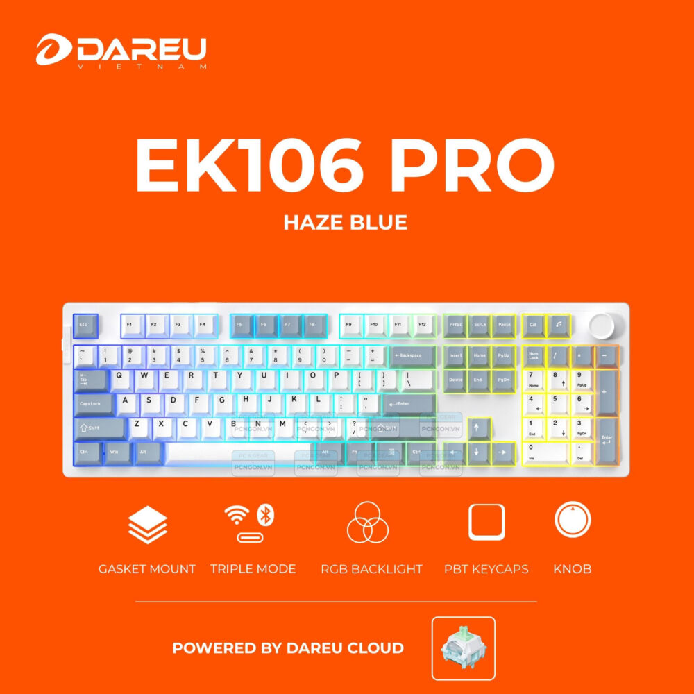 Bàn Phím Cơ Không Dây Dareu Ek106 Pro Cloud Switch 3 Mode (black Goldenhaze Blue)