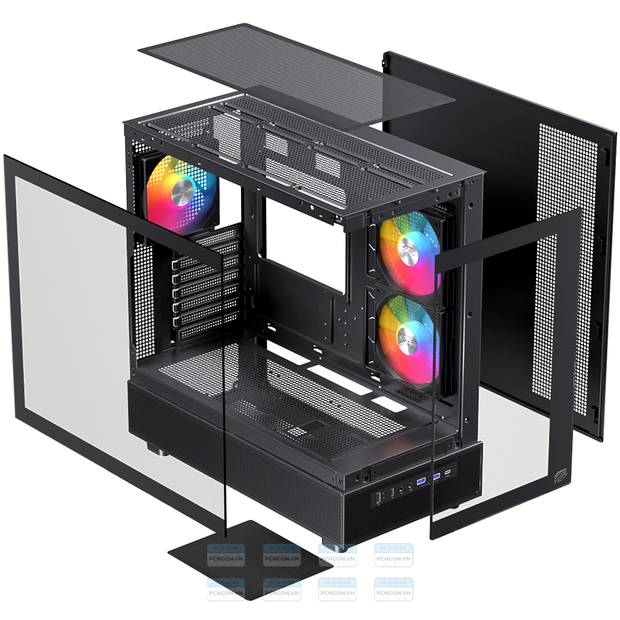 Vỏ Case Máy Tính Einarex S500 (trắng, Đen) 11
