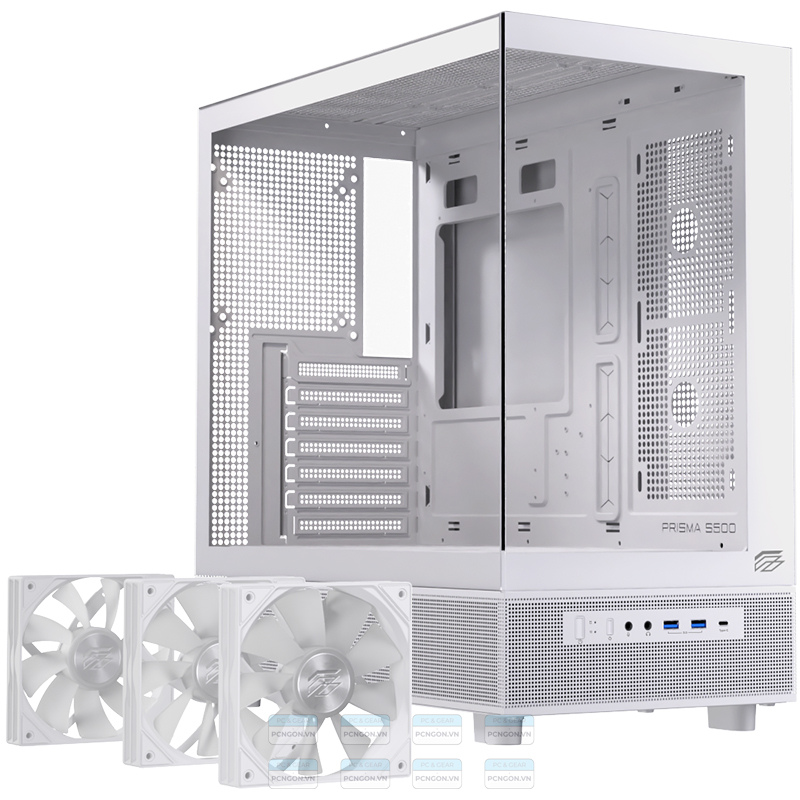 Vỏ Case Máy Tính Einarex S500 (trắng, Đen) 3