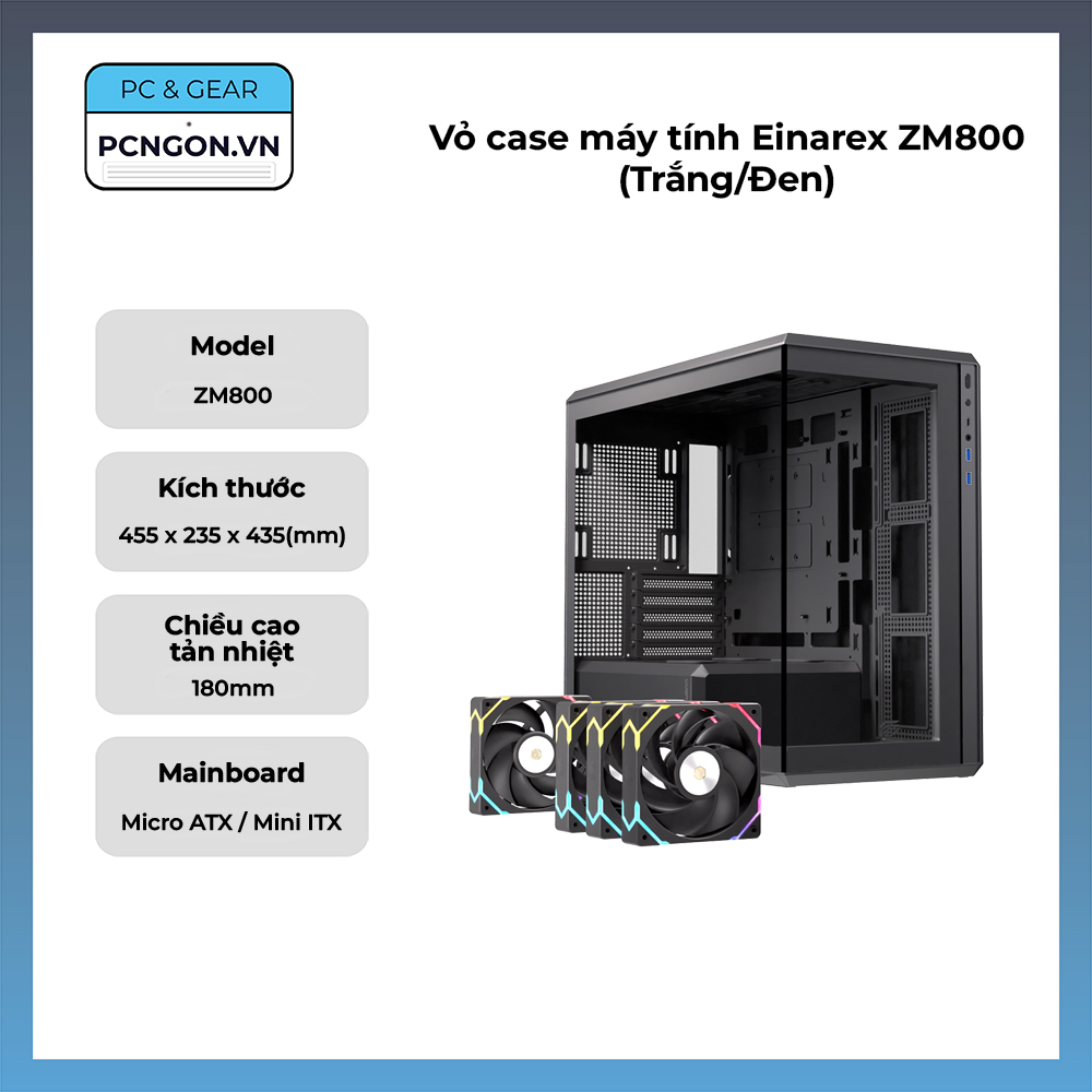 Vỏ Case Máy Tính Einarex Zm800 (trắng, Đen)