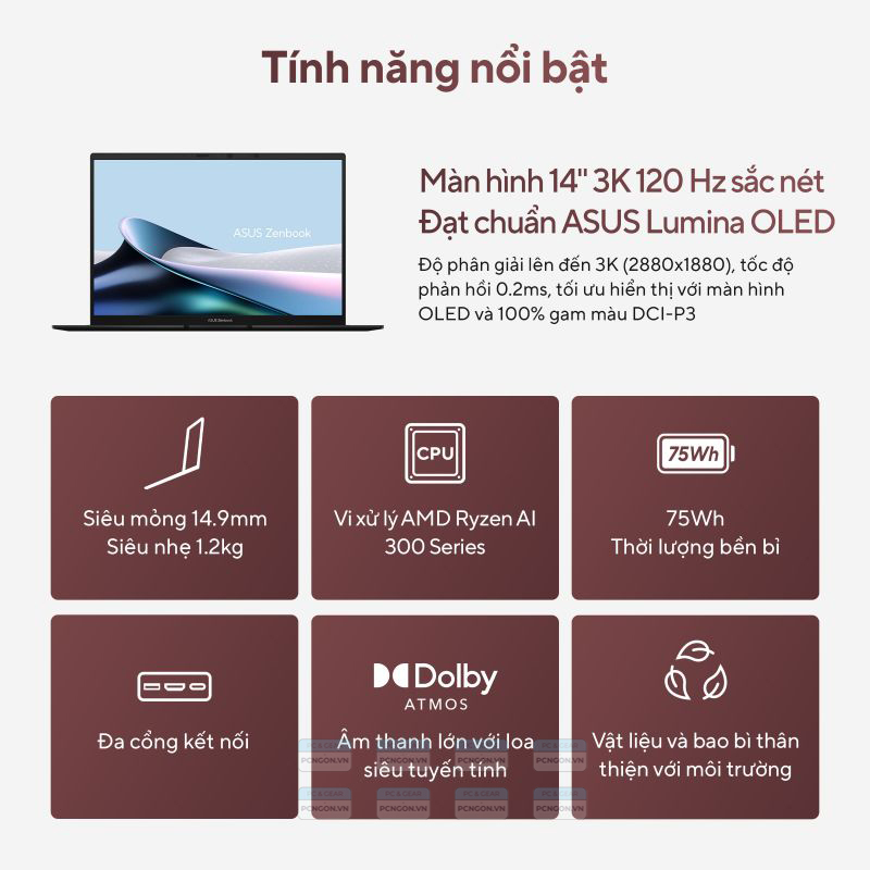 Laptop Asus Zenbook 14 Oled Um3406k Copilot Pc (ryzen Ai 7 350, Ram 16gb, Ssd 512gb) 8