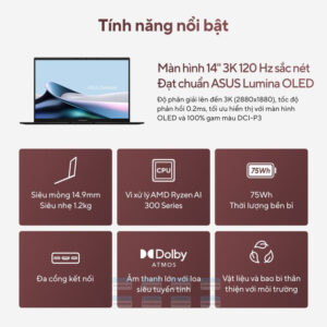 Laptop Asus Zenbook 14 Oled Um3406k Copilot Pc (ryzen Ai 7 350, Ram 16gb, Ssd 512gb)8