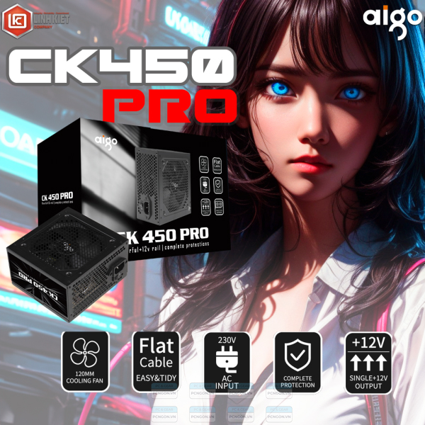 Nguồn Máy Tính Aigo Ck450pro 450w 80 Plus Eficiency 1